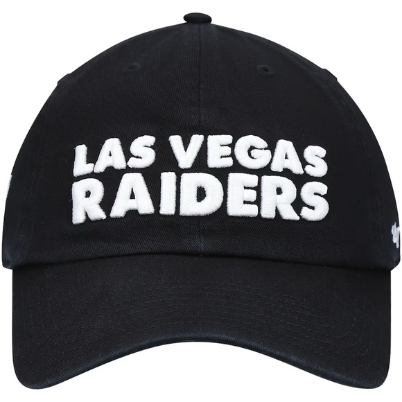 Las Vegas Raiders '47 Brand Clean Up Script Adjustable Black Hat NWT NFL OSFA - Picture 2 of 4
